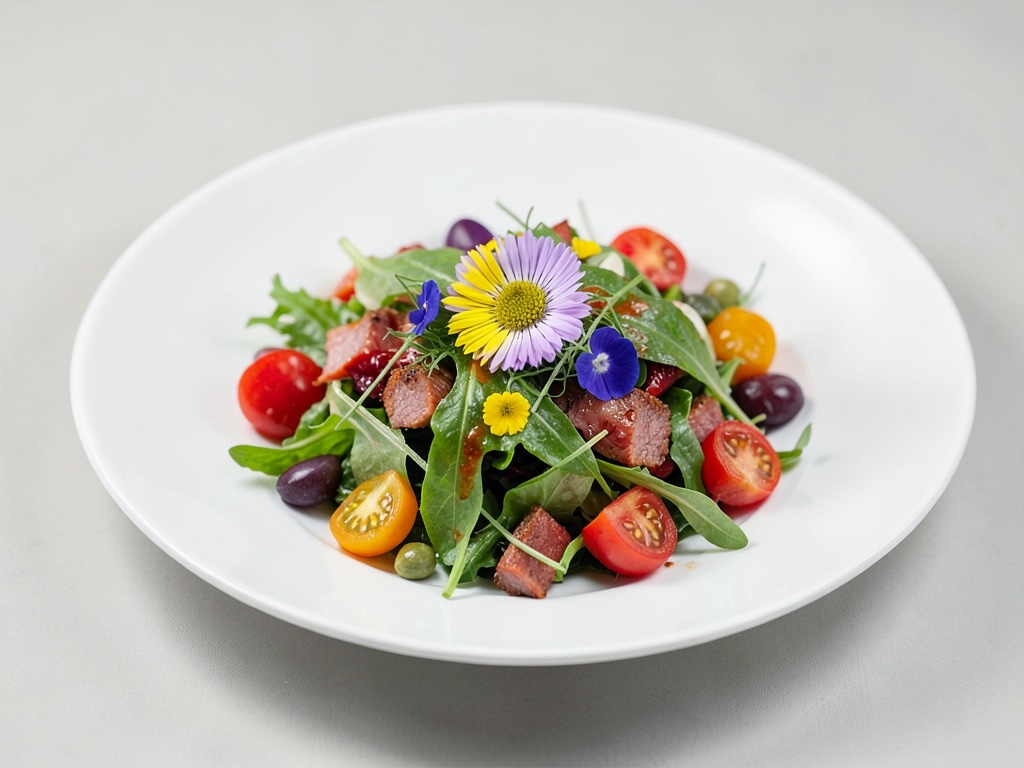 Insalata mista di foglie con fiori commestibili