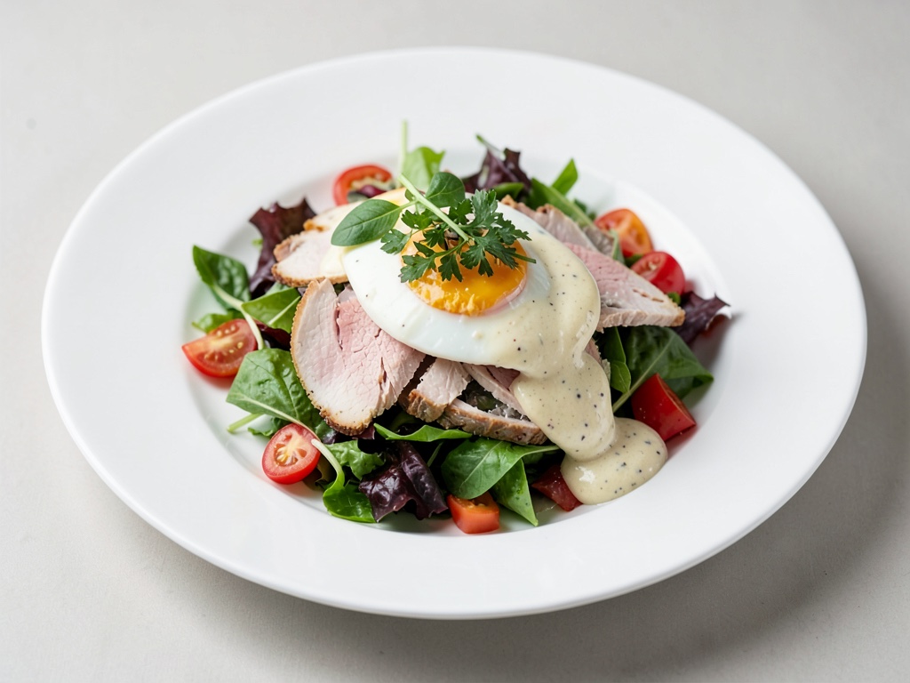 Bunter Salat mit Pute, Ei und hausgemachter Cocktail-Mayo