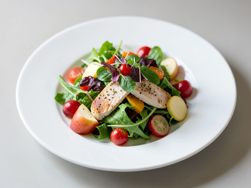 Insalata colorata con pollo e mela