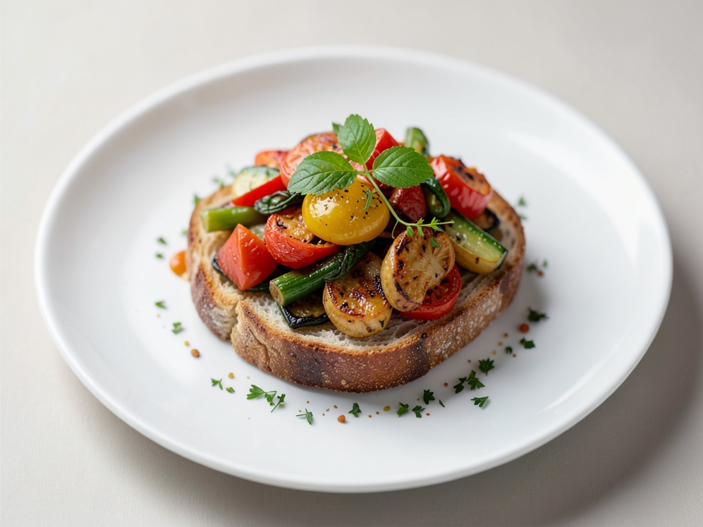 Verdure al forno sul pane