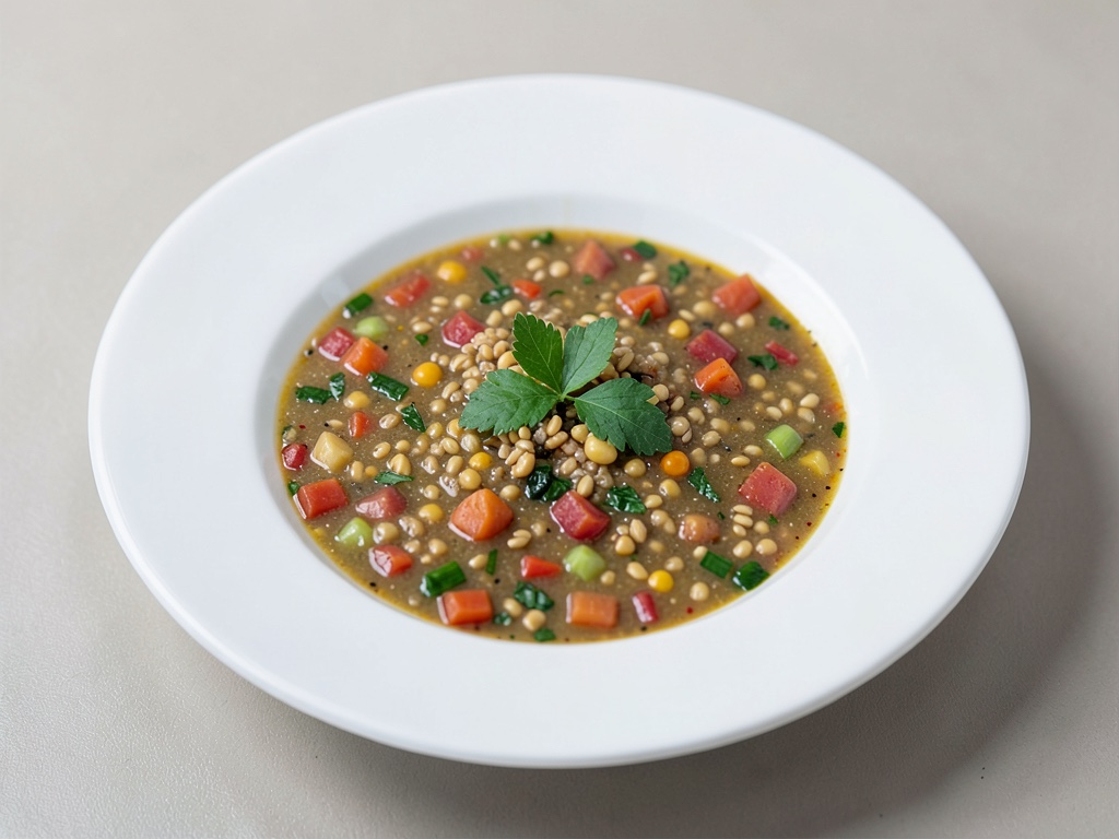 Sopa reconfortante de espelta y verduras