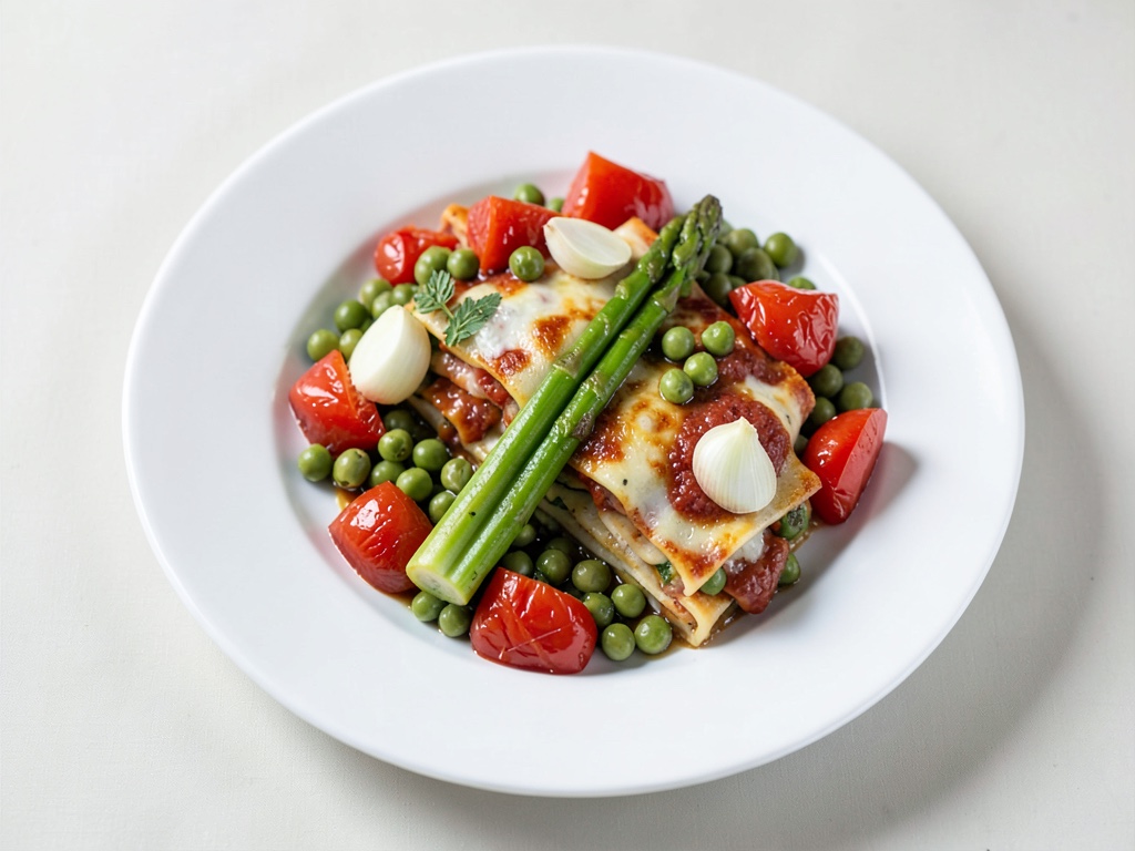 Gemüse-Lasagne mit Spargel und Erbsen