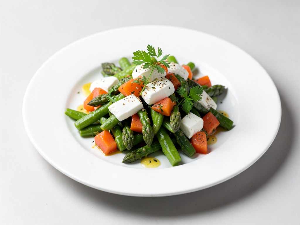 Insalata fresca di asparagi e melone con mozzarella