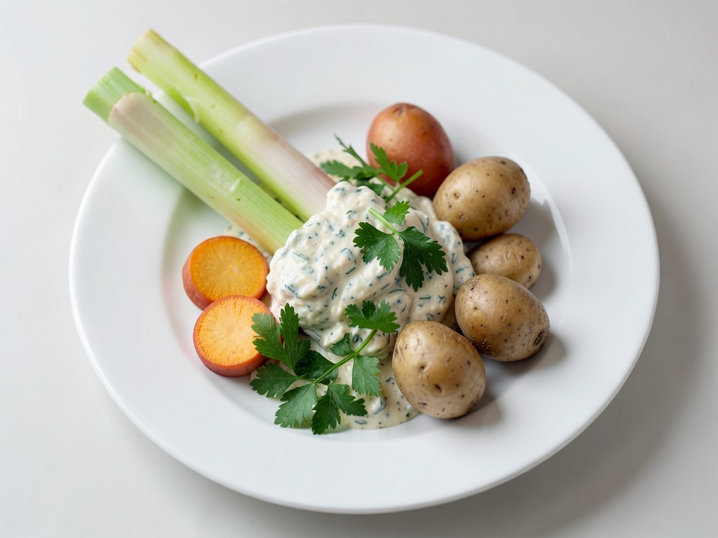 Verduras con crema de hierbas