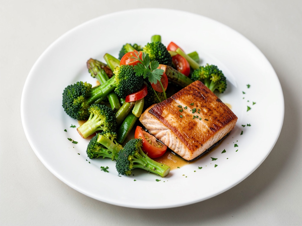 Légumes rôtis avec saumon poêlé