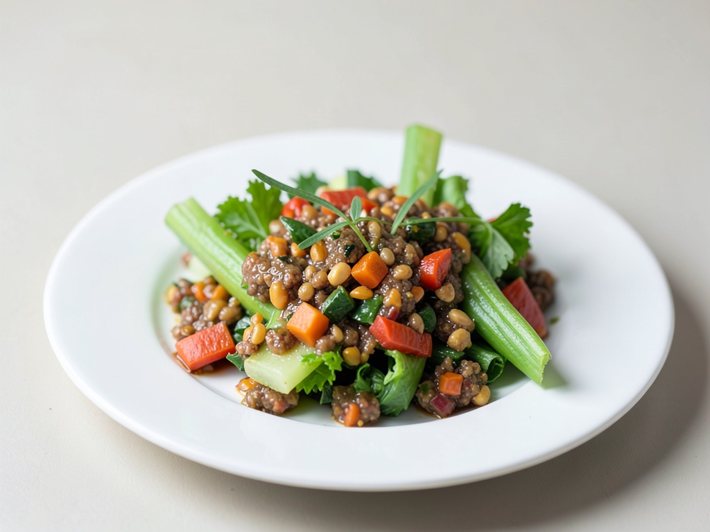 Piatto di sedano con relish di verdure speziate
