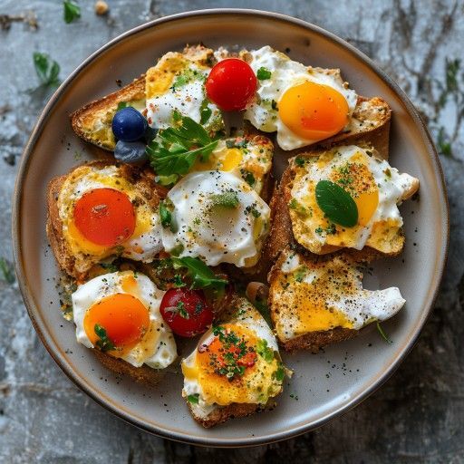 Uova strapazzate con verdure su toast