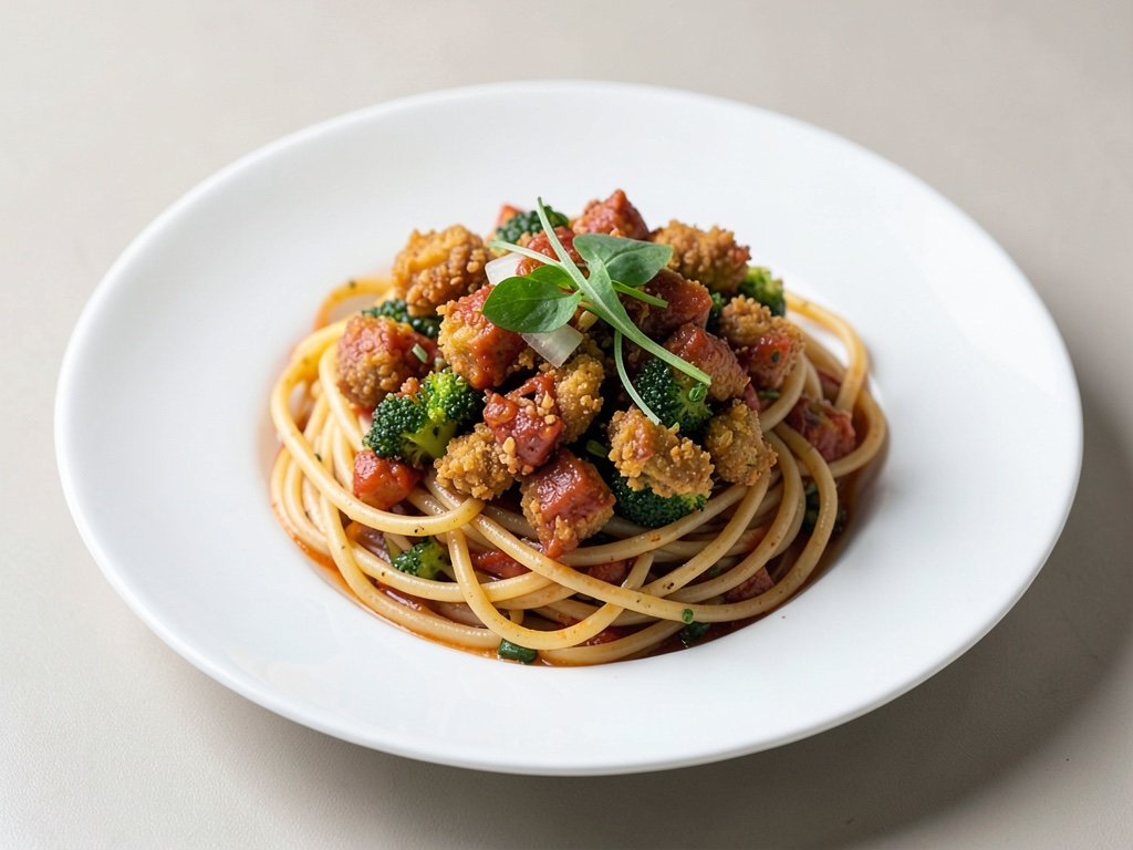 Verdure croccanti con spaghetti integrali