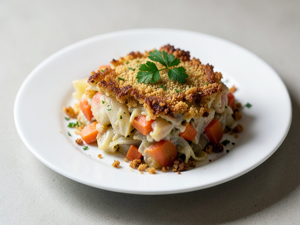Gratin di cavolo rapa e carote con crosta croccante