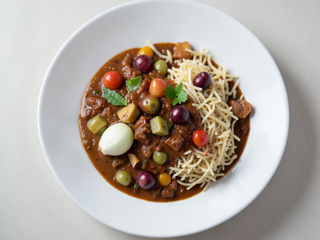 Crema di verdure al curry con riso e litchi
