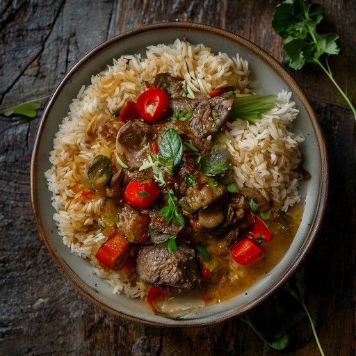 Stufato di agnello e verdure con riso