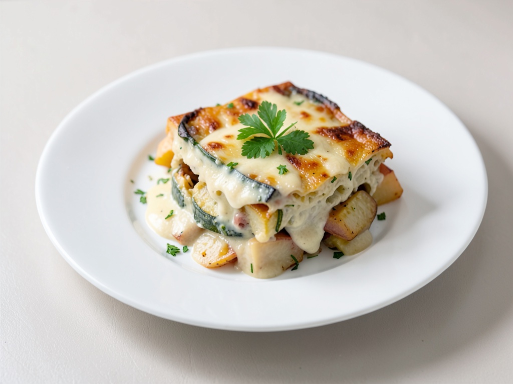 Gratin cremoso di zucchine e patate