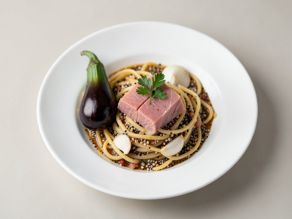 Gemüsespaghetti mit Lachs