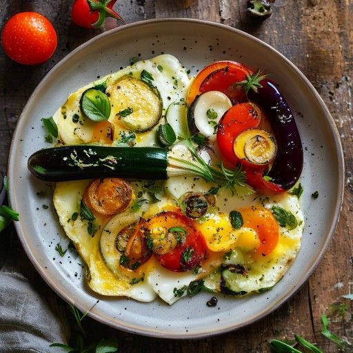 Omelette aux herbes et légumes