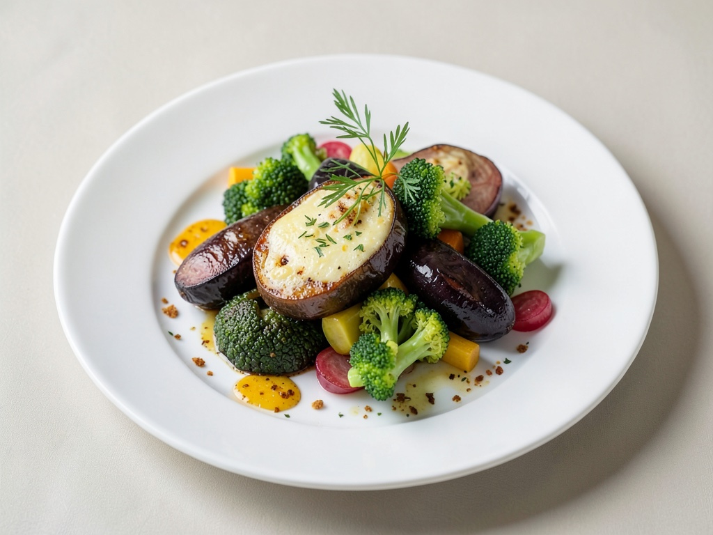 Padella colorata con broccoli e melanzane