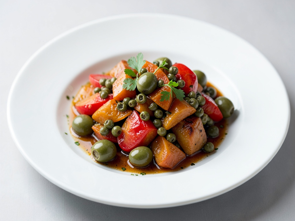 Padella di verdure agrodolce con capperi e olive