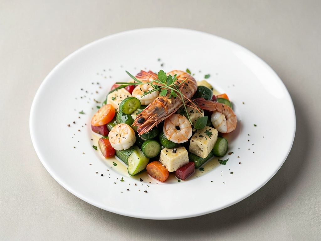 Raclette di verdure con gamberi