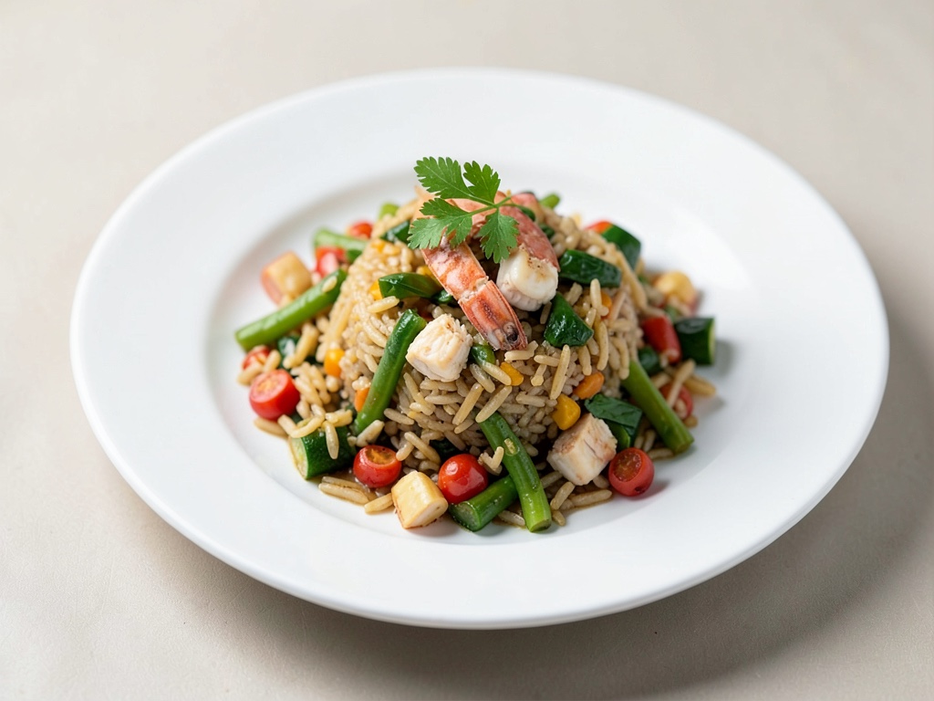 Riz aux légumes et chair de crabe