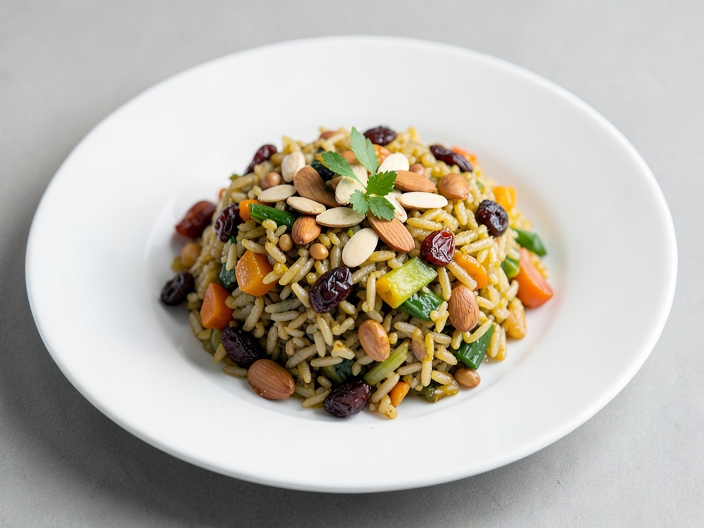 Riso alle verdure con mandorle e uvetta
