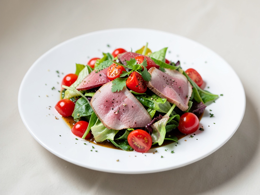 Ensalada colorida con ternera y atún
