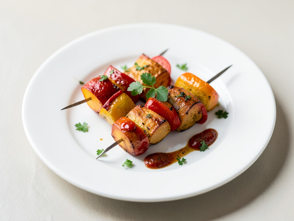 Spiedini di verdure al forno con zucca e peperoni