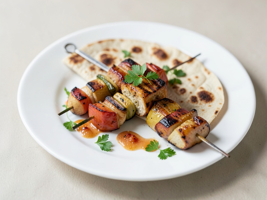 Spiedini di verdure grigliate con pane piadina