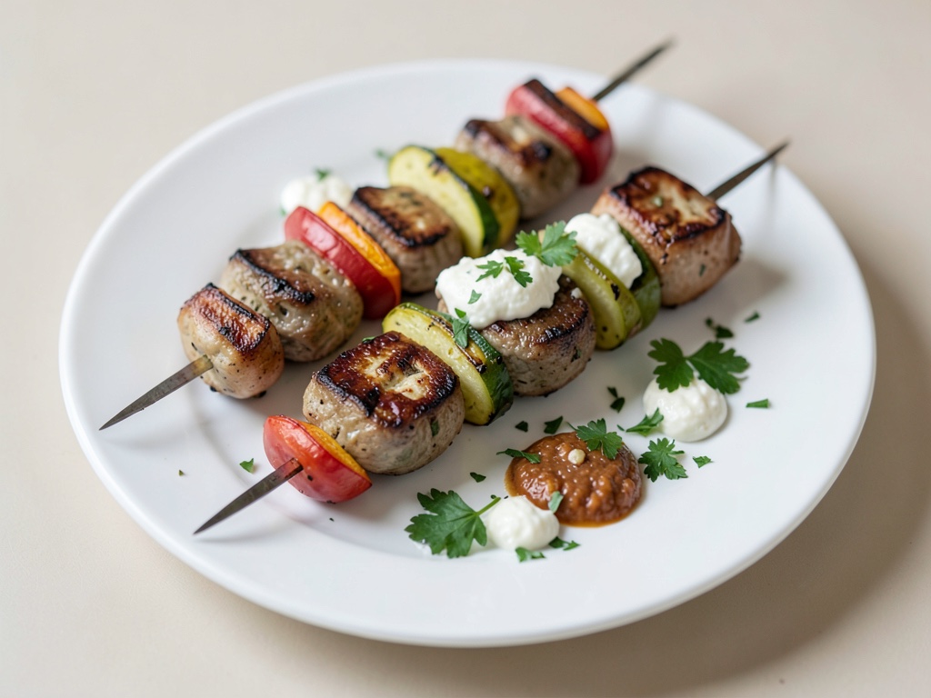 Gegrillte Gemüsespieße mit Zypern-Käse