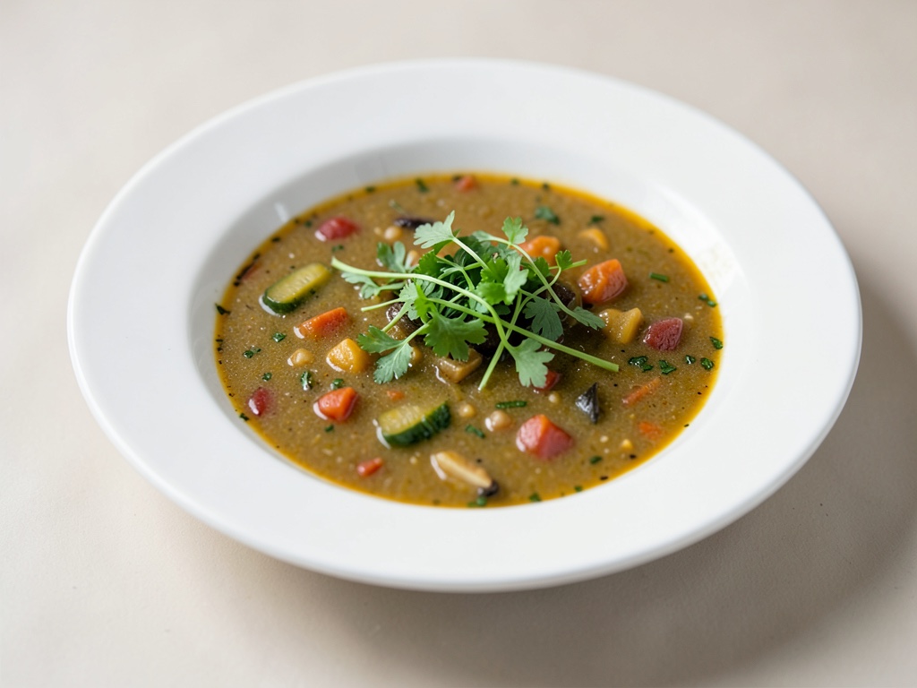 Soupe de légumes savoureuse à la cresson de fontaine frais