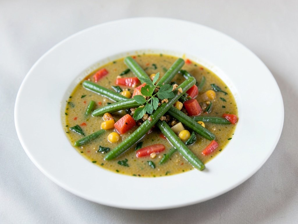 Zuppa fresca di verdure con fagiolini