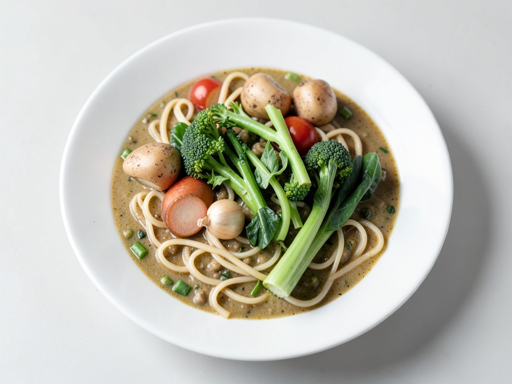 Cremige Gemüsesuppe mit Nudeln