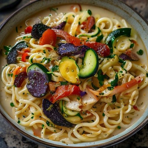 Herzhafte Nudel-Speck-Gemüsesuppe