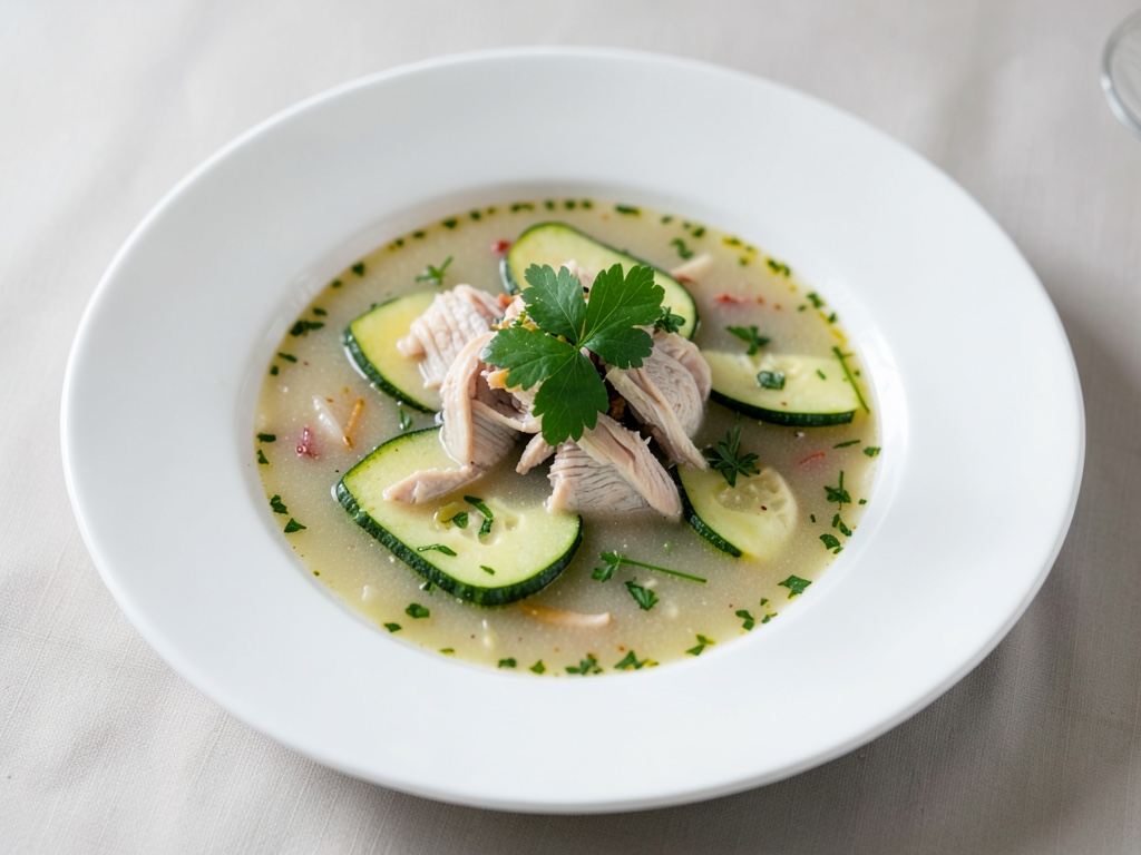 Zuppa leggera di pollo con zucchine