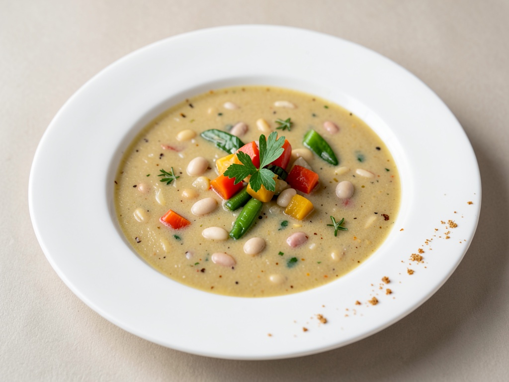 Zuppa cremosa di verdure con fagioli bianchi