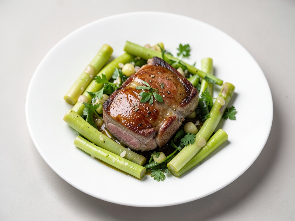 Cotoletta di vitello con crosta piccante e insalata di asparagi