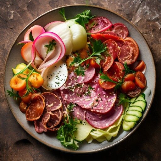 Carne austriaca salata (Surbratl dell'Innviertel) con insalata di ravanello