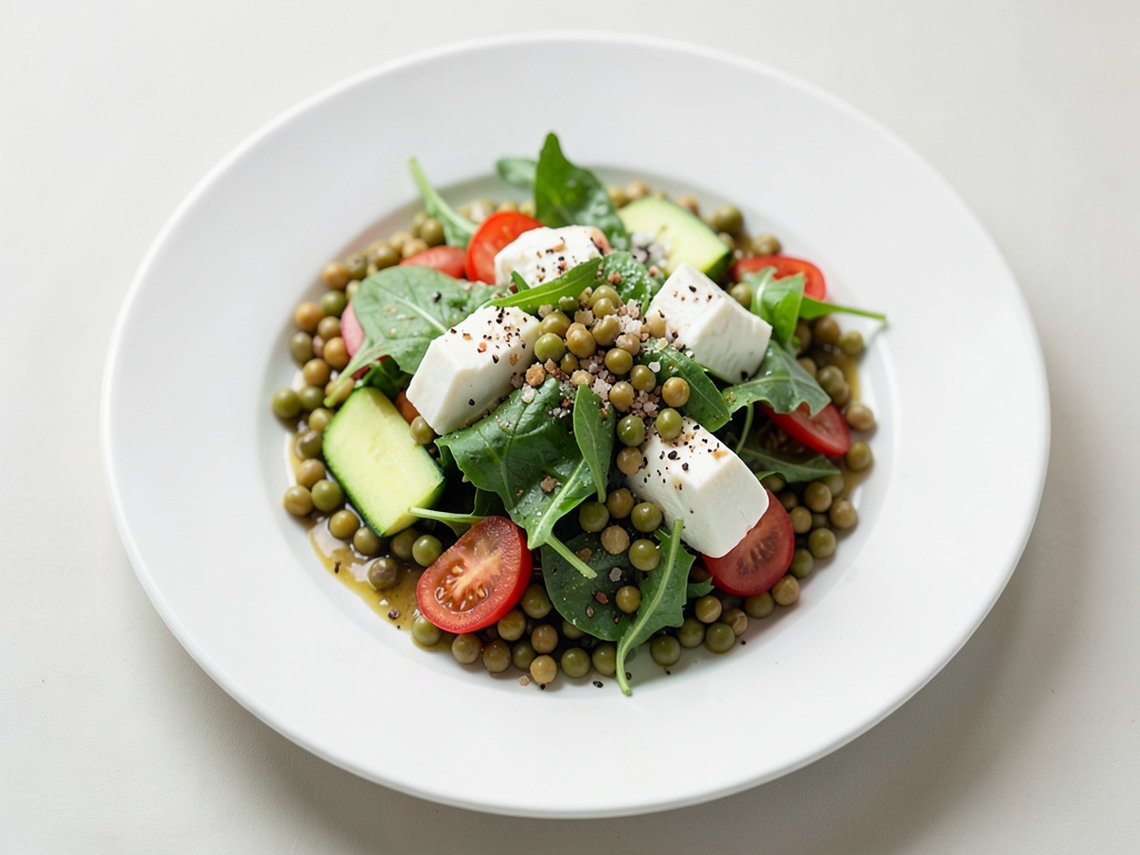 Insalata rinfrescante d'orzo con piselli e mozzarella