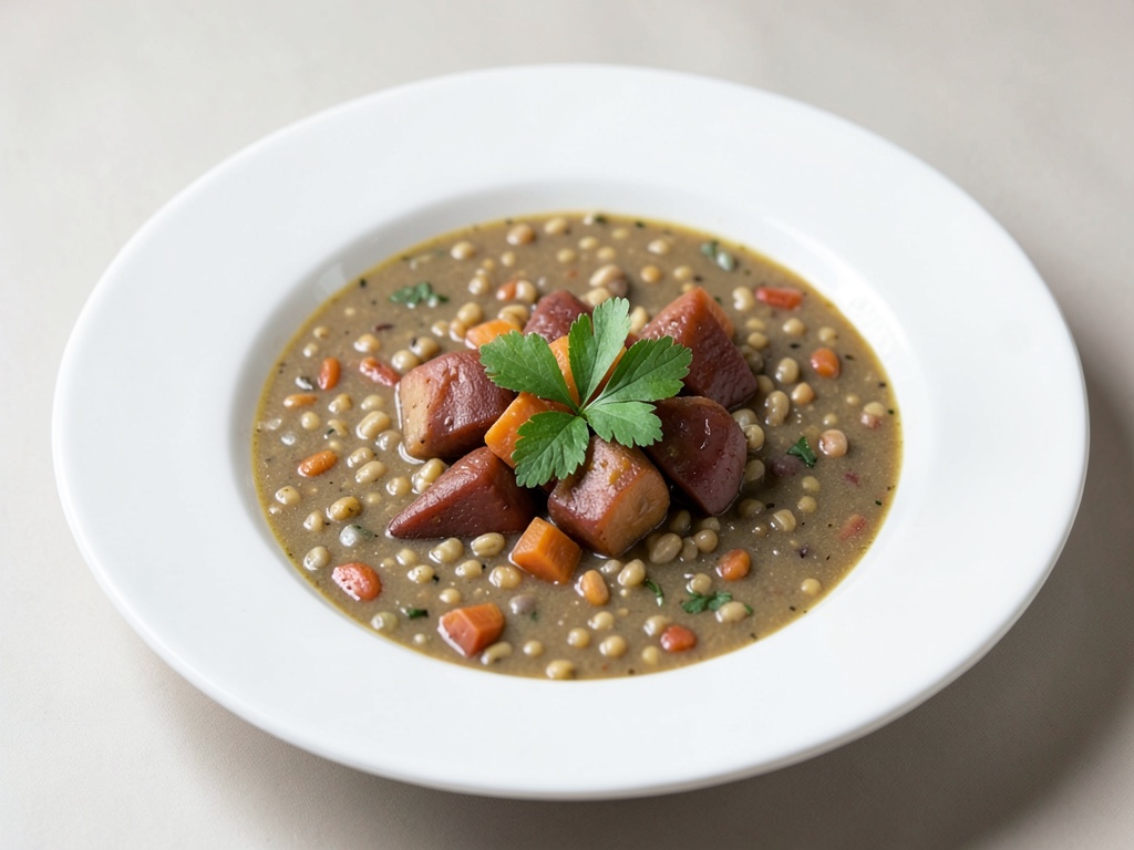 Zuppa salata d'orzo con verdure radicate