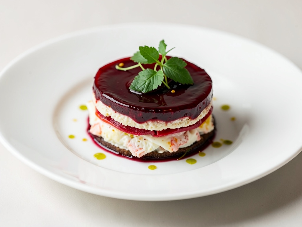 Gelatina elegante con carne di granchio e uova