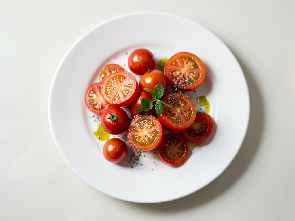 Pomodori al forno con uova alla coque su spinaci