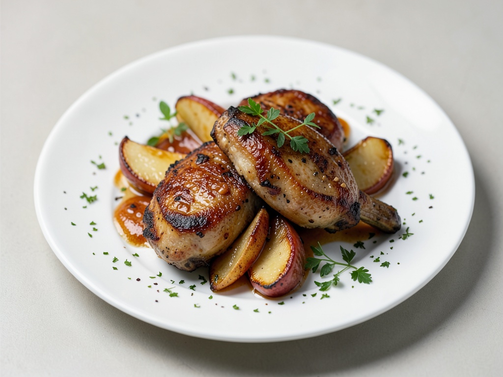 Cosce di pollo tenere con pezzi di mela caramellati