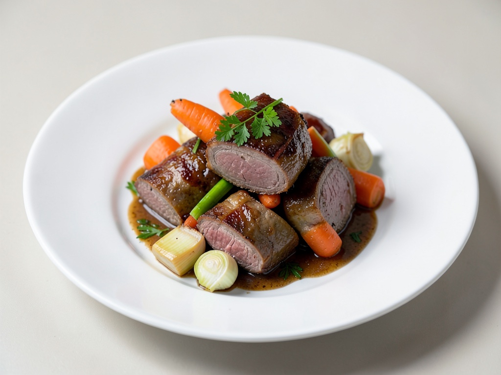 Brasato tenero di vitello con carote e finocchi