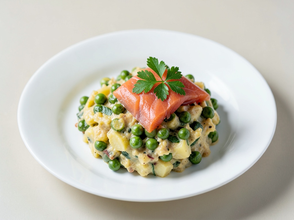 Gratin di patate e fagioli con salmone affumicato