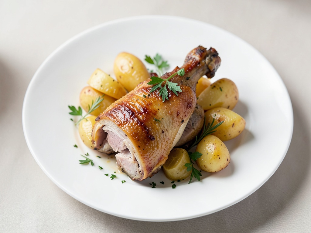 Cuisse de dinde tendre avec pommes de terre en cocotte