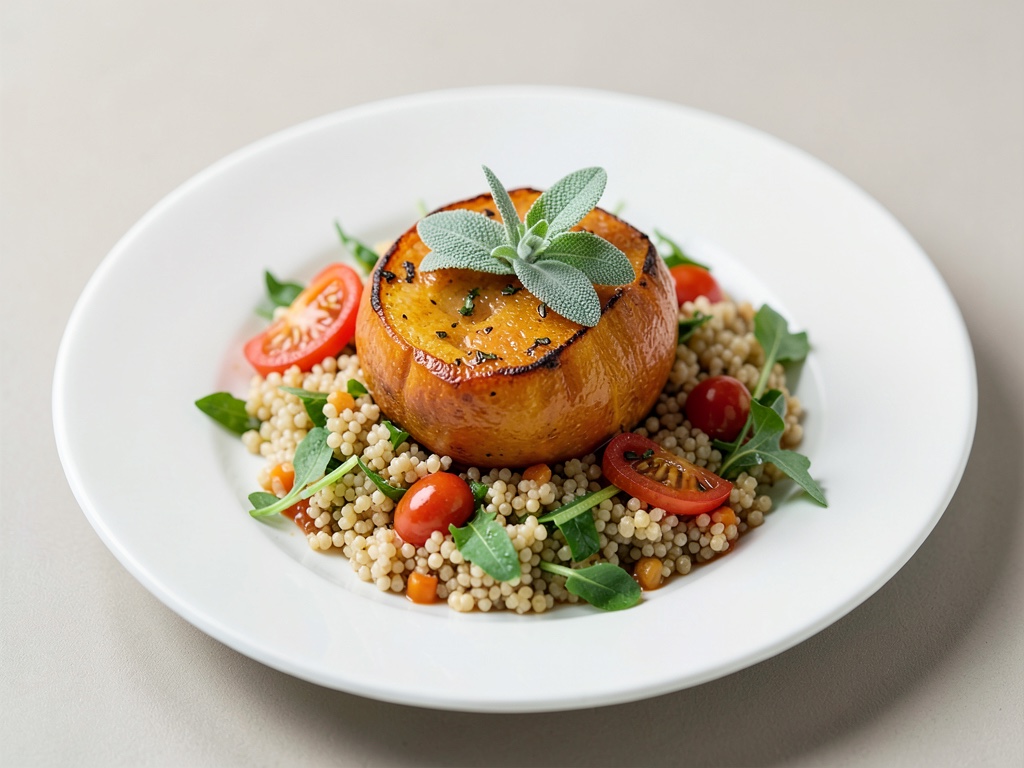 Zucca al forno con salvia e insalata di couscous