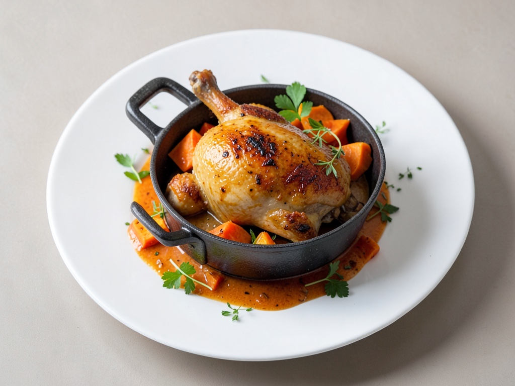 Pollo tenero con zucca in pentola