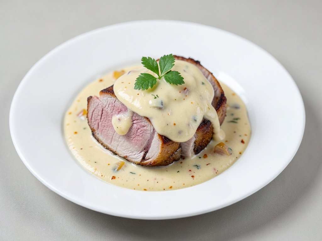 Émincé de veau à la sauce crémeuse aux oignons