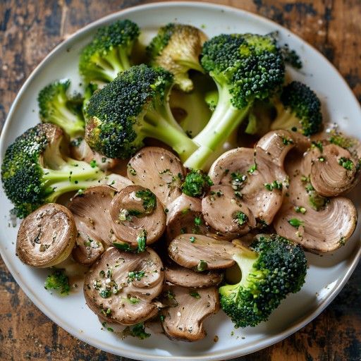 Carne veloce con funghi champignon e broccoli
