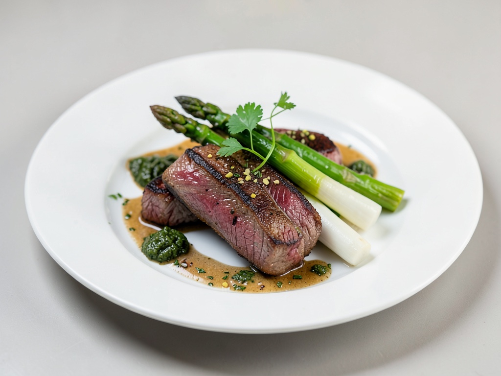 Tender Beef Strips with Green and White Asparagus