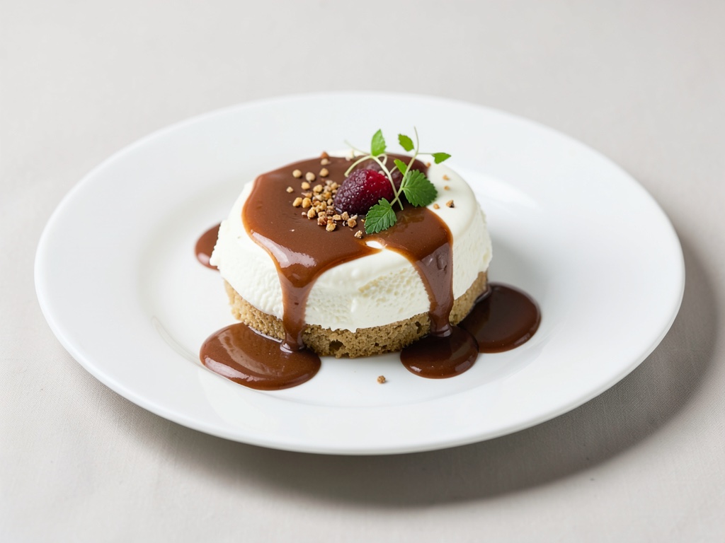 Klassische Joghurt-Torte mit Karamell-Kaffee-Sauce