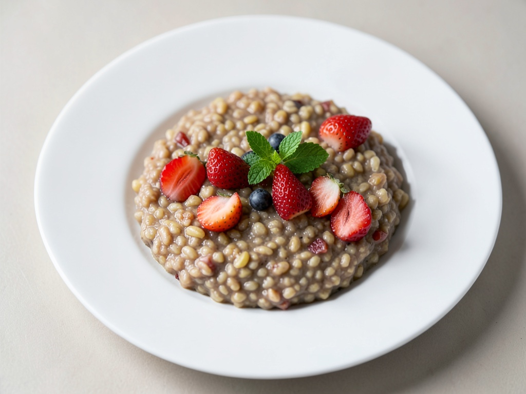 Grains de blé chauds avec fruits frais